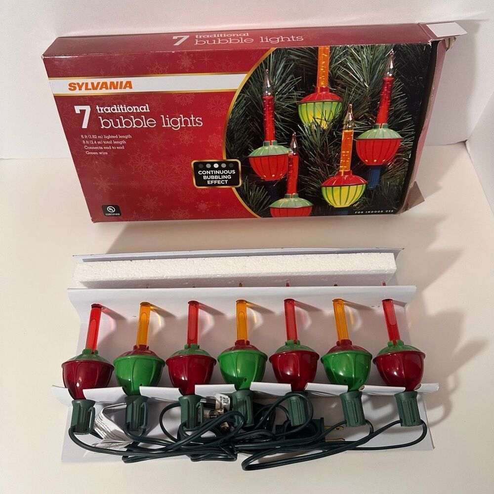 Sylvania Traditional Bubble Christmas Lights (7 count) New in Box